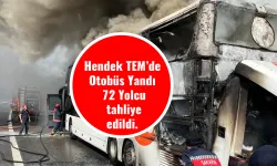 Hendek TEM’de Otobüs Yandı 72 Yolcu tahliye edildi.