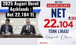 2025 Asgari Ücret   Açıklandı :   Net 22.104 TL