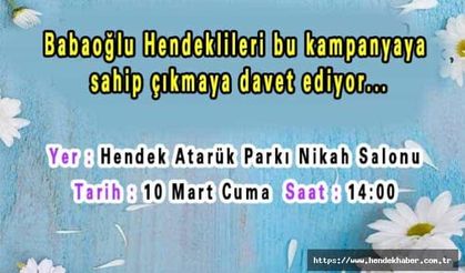 Babaoğlu Hendeklileri bu kampanyaya davet ediyor...