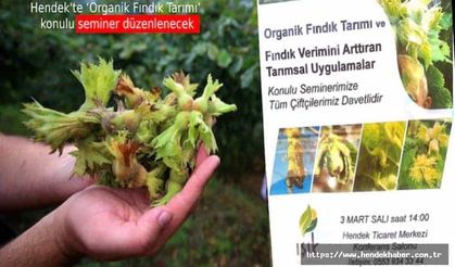 Hendek'te ‘Organik Fındık Tarımı’ konulu seminer düzenlenecek