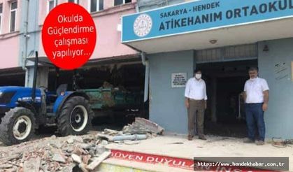 Hendek'te Okulda Güçlendirme çalışması yapılıyor…