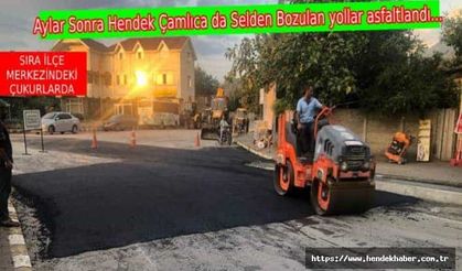 Aylar Sonra Hendek Çamlıca da Selden Bozulan yollar asfaltlandı…