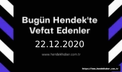 Bugün Hendek'te Vefat Edenler 22.12.2020