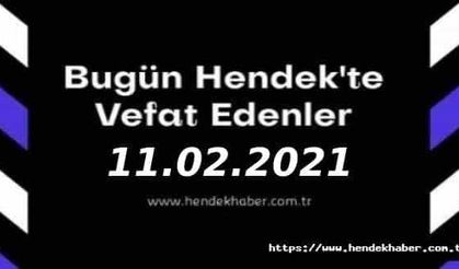 Bugün Hendek'te Vefat Edenler 11 - 02 - 2021