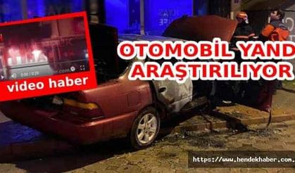 Hendek de otomobil yandı...