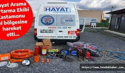 Hayat Arama Kurtarma Ekibi Kastamonu sel bölgesine hareket etti…