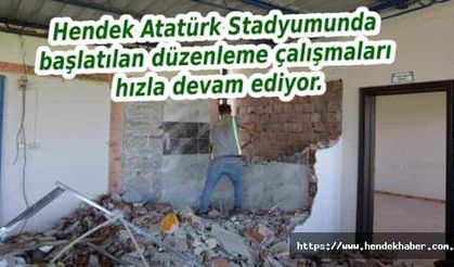Hendek Atatürk Stadyumunda başlatılan düzenleme çalışmaları hızla devam ediyor.