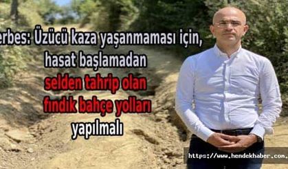 Serbes: Üzücü kaza yaşanmaması için, hasat başlamadan selden tahrip olan fındık bahçe yolları yapılmalı