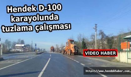 Hendek D-100 karayolunda tuzlama çalışması...