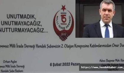Şube Başkanı Orhan Aydın Hendek Kongreye davet etti.