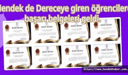 Hendek de Dereceye giren öğrencilere başarı belgeleri geldi.