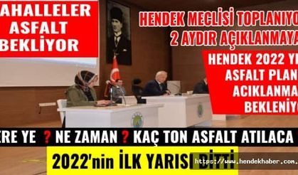 Hendek'te Meclis toplanıyor, Vatandaşlar 2022 yılı asfalt programının acıklanmasını bekliyor...