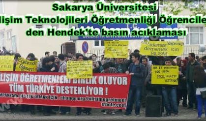 Sakarya Üniversitesi Bilişim Teknolojileri Öğretmenliği Öğrencilerin  den Hendek'te basın acıklaması