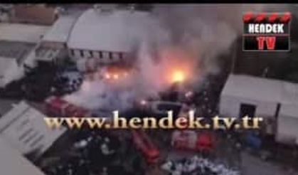 Hendek'te Dün Yaşanan yangın havadan böyle görüntülendi