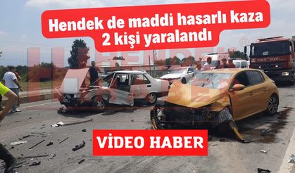 Hendek de maddi hasarlı kaza , 2 kişi yaralandı