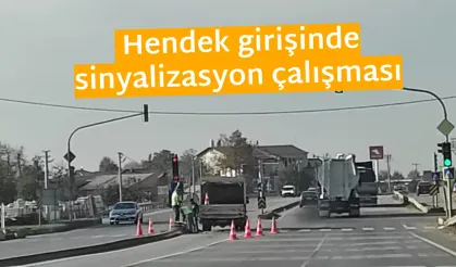 Hendek girişinde sinyalizasyon çalışması