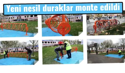 Yeni tip bisiklet durakları monte edildi