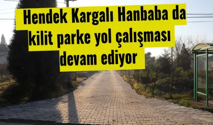 Hendek Kargalı Hanbaba da  kilit parke yol çalışması devam ediyor.