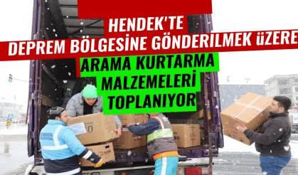Hendek'te Deprem Bölgesine Arama Kurtarma Malzemeleri Toplanıyor