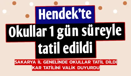 Hendek'te   Okullar 1 gün süreyle   tatil edildi