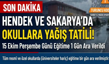 Hendek'te Okullara Yağış Tatili