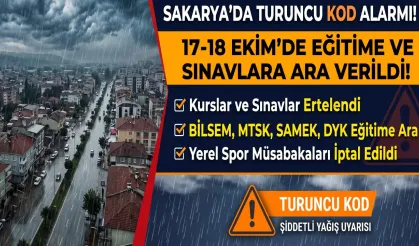 Sakarya'da Turuncu Kod Uyarısı Kurs ve Sınavlar Ertelendi