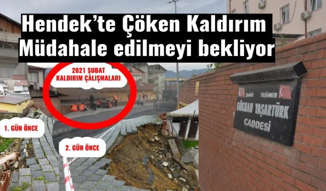 Hendek’te Çöken Kaldırım Müdahale edilmeyi bekliyor