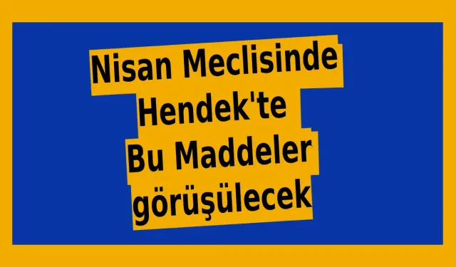 Nisan Meclisinde Hendek'te Bu Maddeler görüşülecek