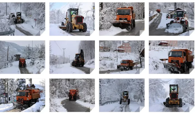 Hendek'in Yüksek Kesimlerinde Karla Mücadele sürüyor...