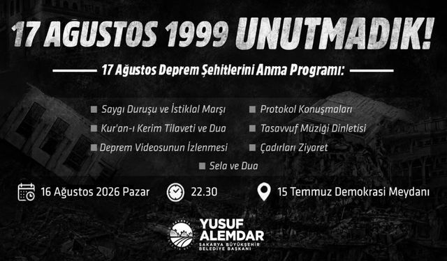 17 Ağustos Depremi 27. Yılında Dualarla Anılacak