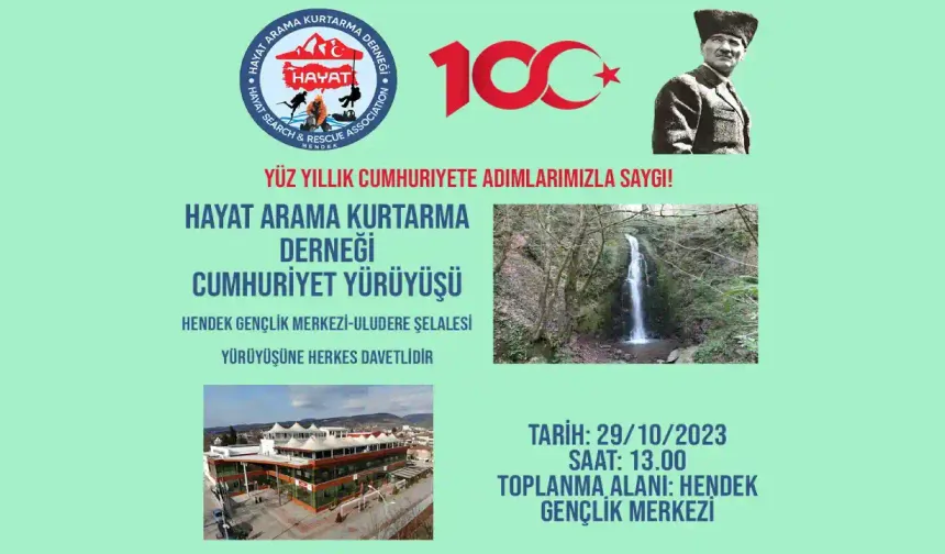 Hendek'te  Cumhuriyet  Doğa Yürüyüşü Yapılacak