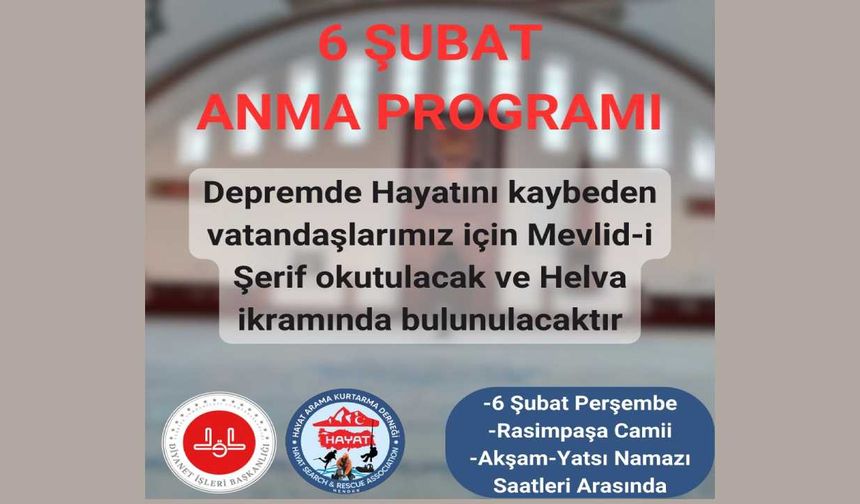 6 Şubat Depremlerinde Hayatını Kaybedenler Hendek’te Dualarla Anılacak