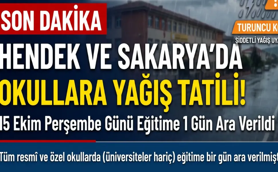 Hendek'te Okullara Yağış Tatili