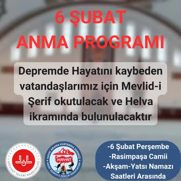 6 Şubat Depremlerinde Hayatını Kaybedenler Hendek’te Dualarla Anılacak